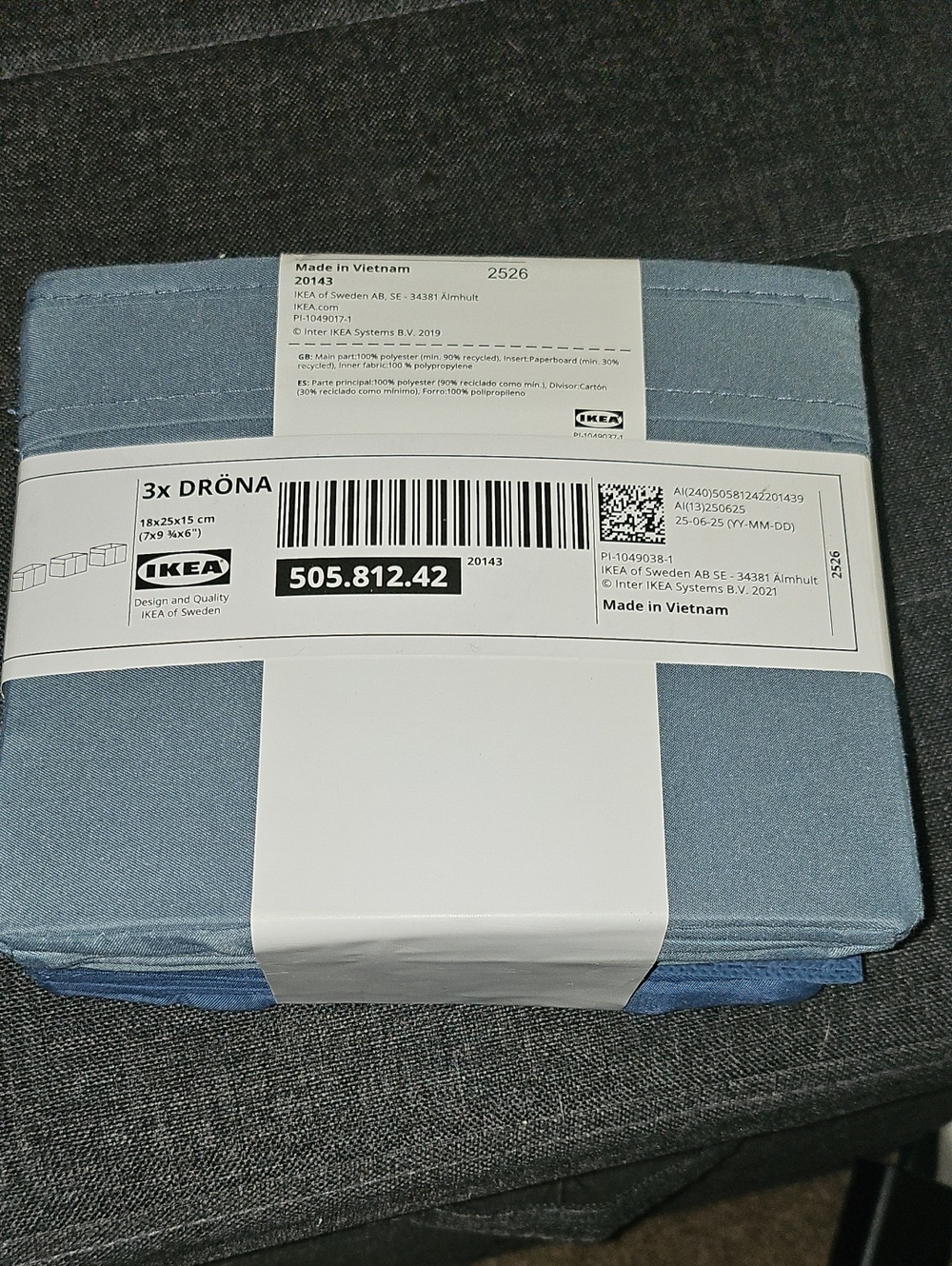 DRÖNA Box, set of 3, blue, 7x9 3/4x6 "